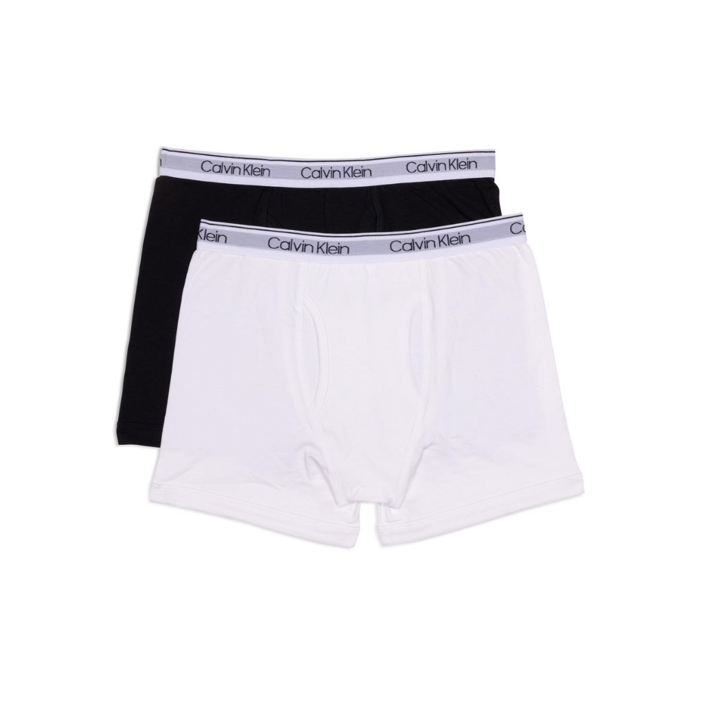 Calvin Klein Kids Boys' Modern Cotton Boxer Brief Underwear 2-Pack, Black/Classic White, X-Large