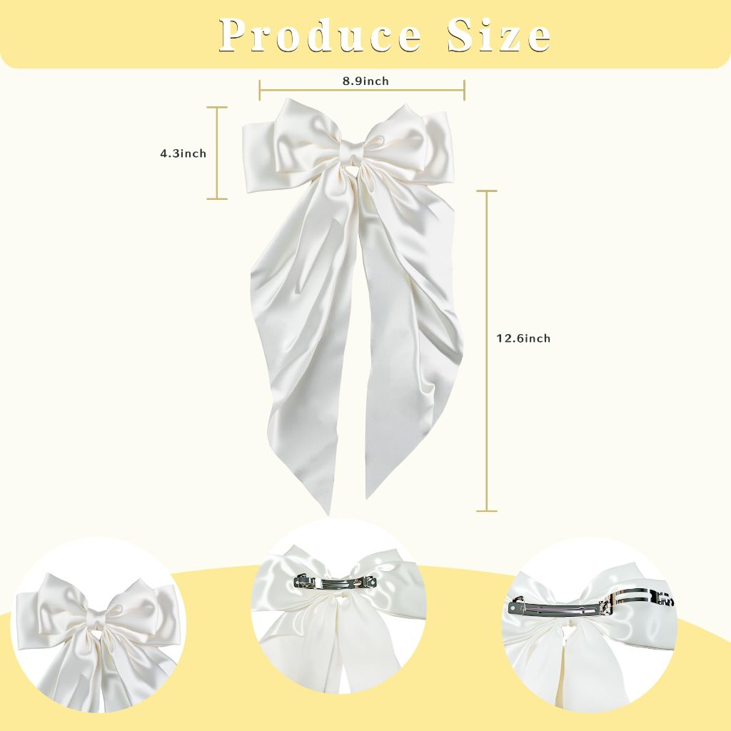 2 PCS White Black Hair Bows Valentines Day Gifts for Her - Hair Accessories for Women Girls | Cute Clips Claws Barrettes for Mom - Christmas Birthday | Easter Basket Stuffers