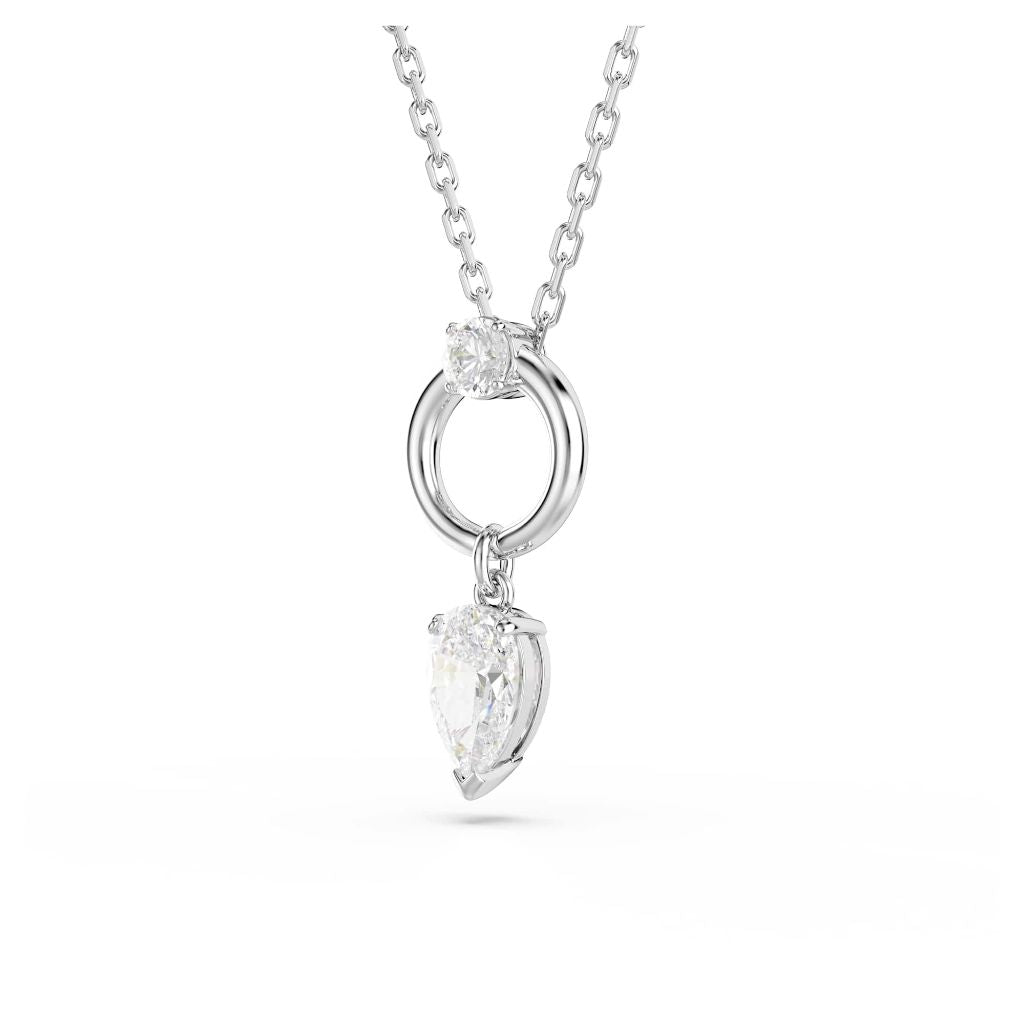 Swarovski Mesmera pendant, Pear cut - White, Rhodium plated