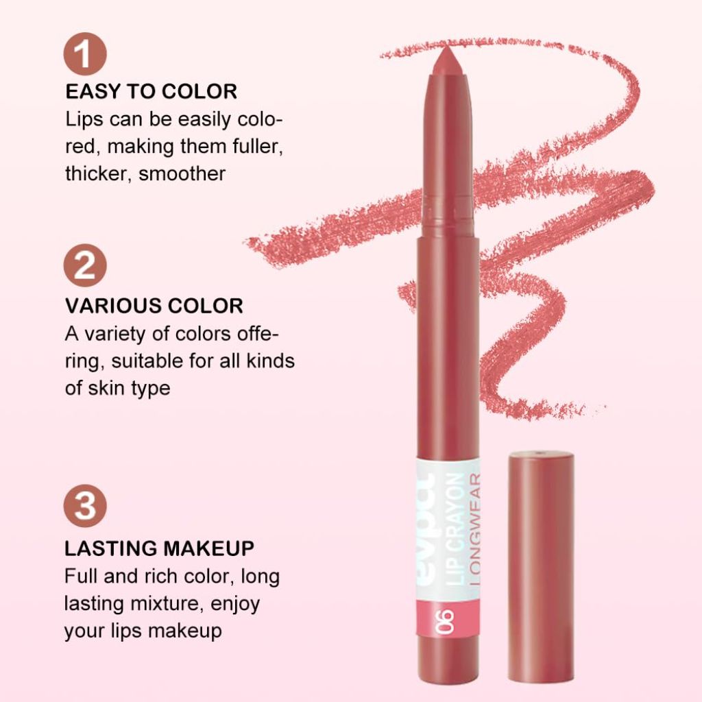 Evpct Red Brown Lip Liner Crayon Pencils Set for Women,# 06