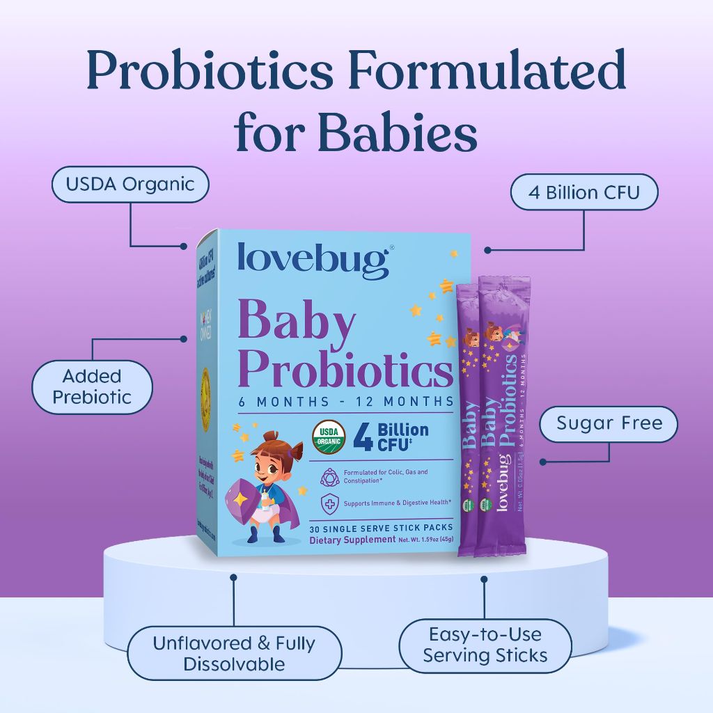 LOVEBUG Award Winning USDA Organic Probiotic for Babies  | 30 Packets