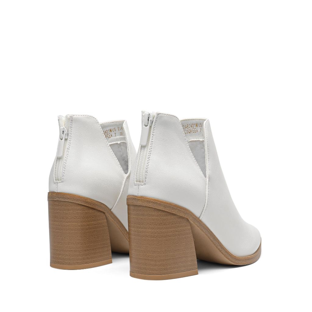 DREAM PAIRS Women's Ankle Boots, White - Size 6