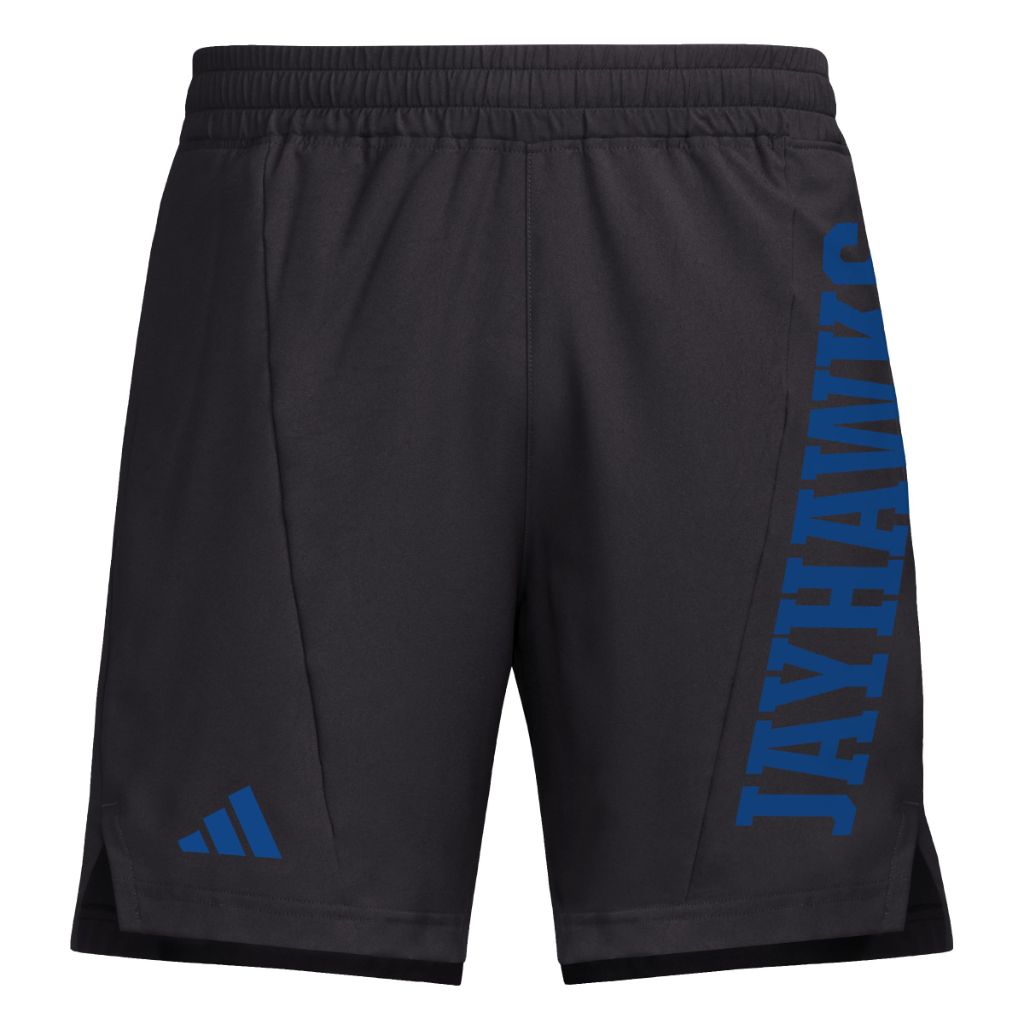 SZ S7" Adidas Men's D4T Woven Kansas University Shorts, Black/Collegiate Royal