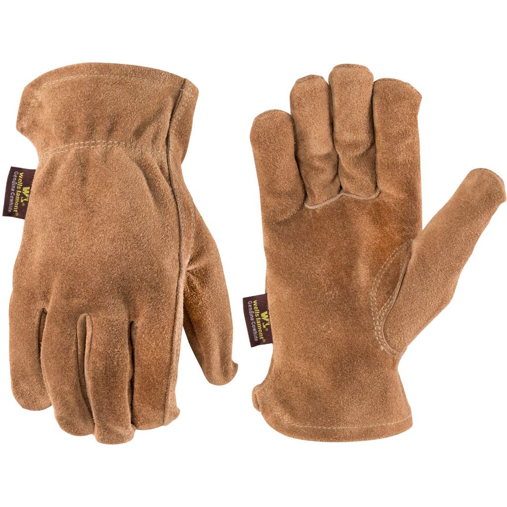 Wells Lamont Leather Work Gloves for Men, Durable Suede Split Cowhide Heavy-Duty Protection for Construction and Farming (M)