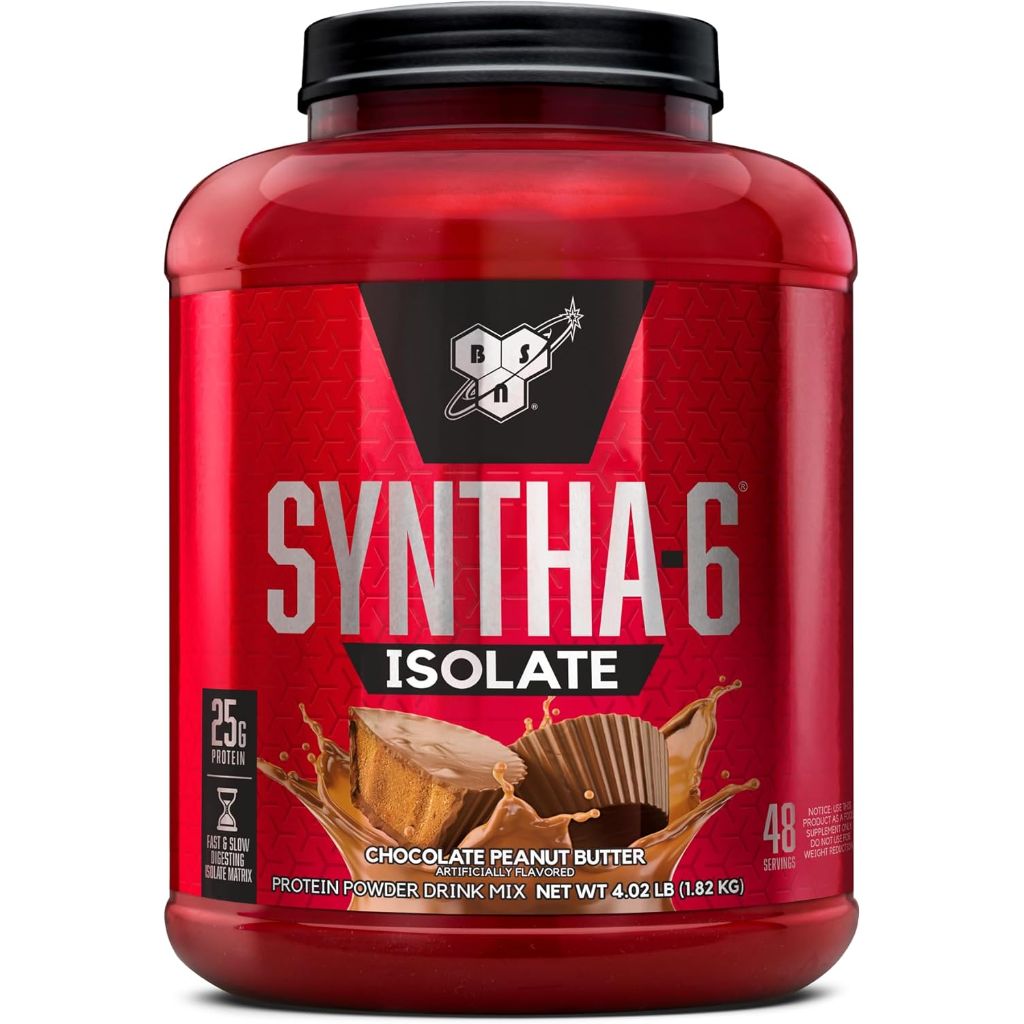 BSN Syntha-6 Isolate Protein Powder, Chocolate Peanut Butter, 4.02 lb / 48 Servings