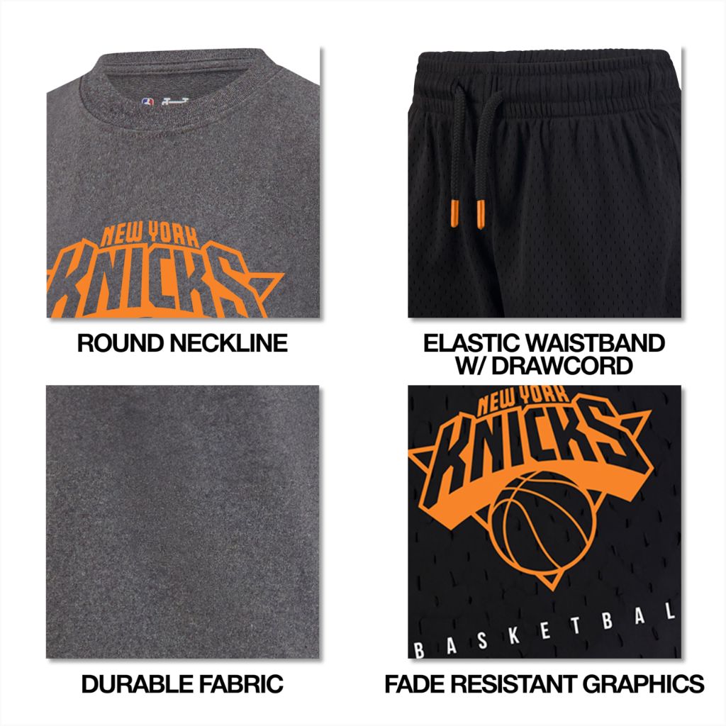 Ultra Game Boys NBA Official Super Soft Game Time T-Shirt & Shorts Set, Miami Heat, Heather Charcoal, 4