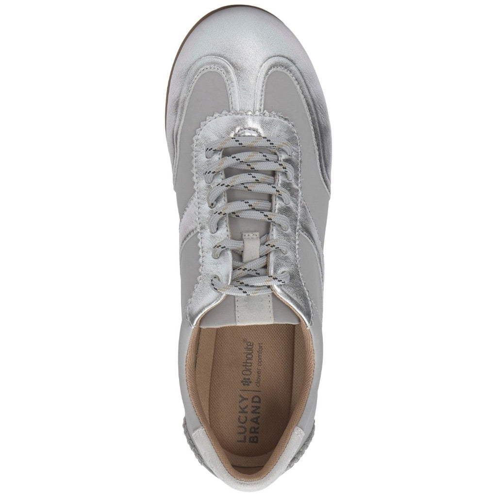 Lucky Brand Kofila Sneakers Women's Shoes Silver : 6 B - Medium, Leather 6