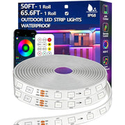 65.6FT Outdoor LED Strip Light Waterproof, IP68 Outside RGB Light Strip with App/Remote Control