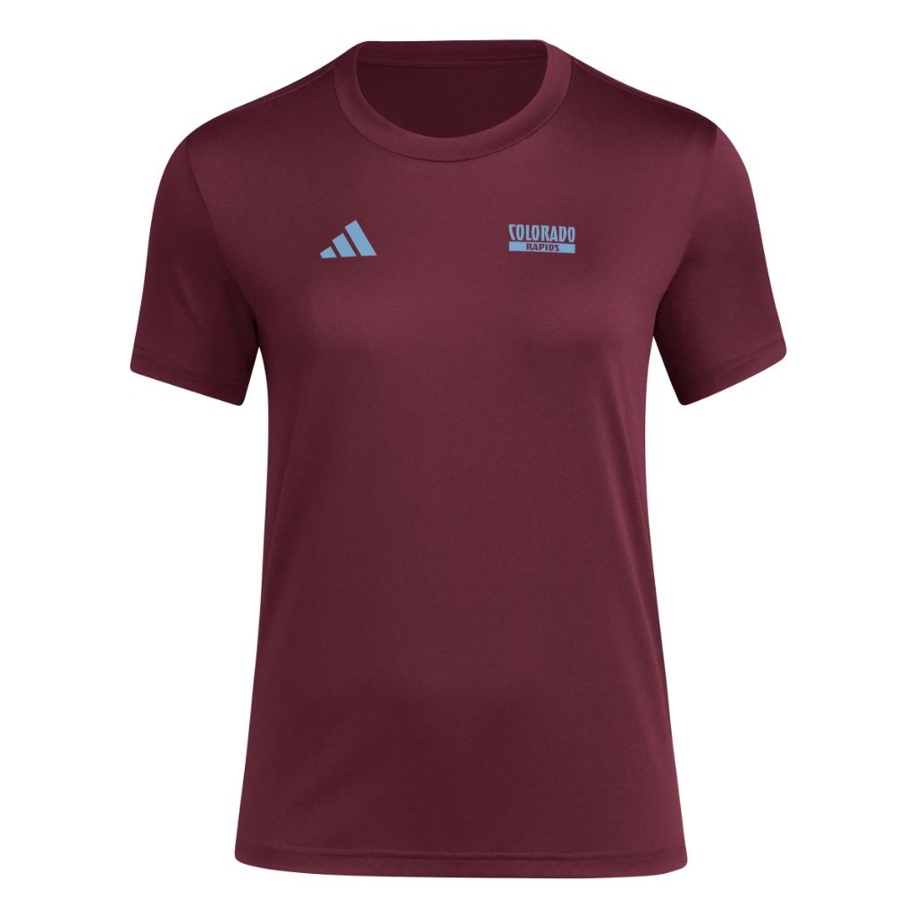 adidas Women's MLS Soccer Pre-Game Short Sleeve T-Shirt - Colorado Rapids, Maroon (Large)