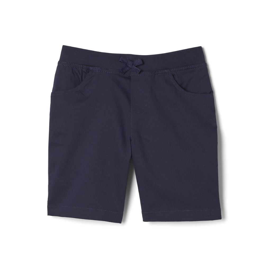 French Toast Girls' Pull-On Tie Front Stretch Twill Shorts - Navy, 12