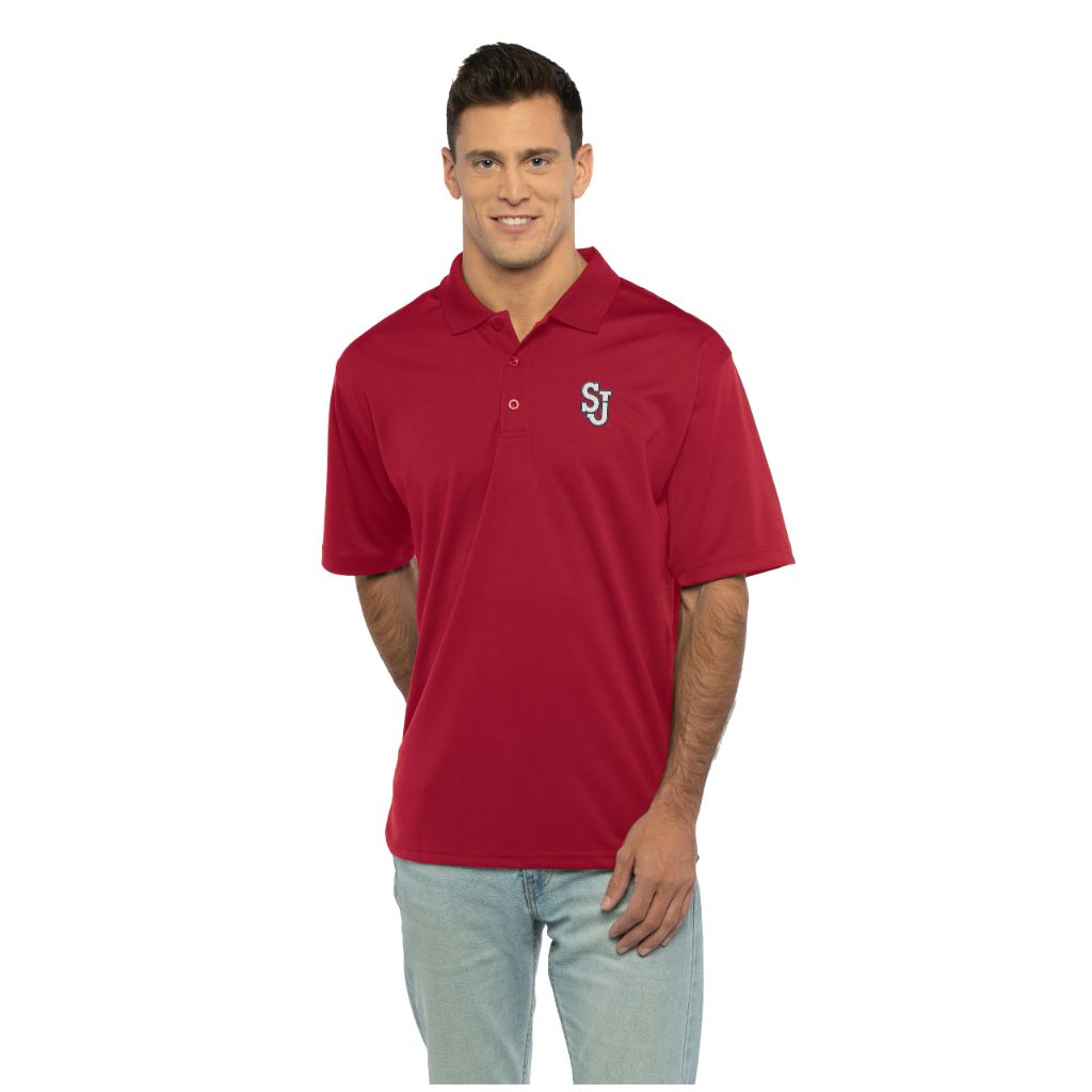 Vantage Apparel Men's Collegiate Premium Moisture Wicking Team Color Icon Polo, St. John's Red Storm, 5X-Large