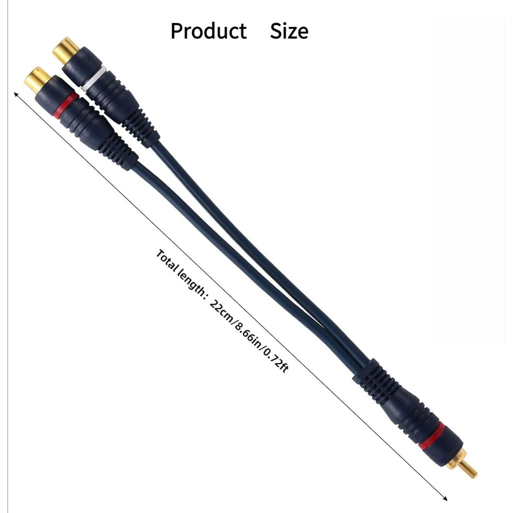 Yorkplace 2 PCS RCA Y Splitter Cable 1 Male to 2 Female, Premium RCA Y Adapter Cable, Audio Video Adapter for Subwoofer Speaker, Home Theater, Amplifier