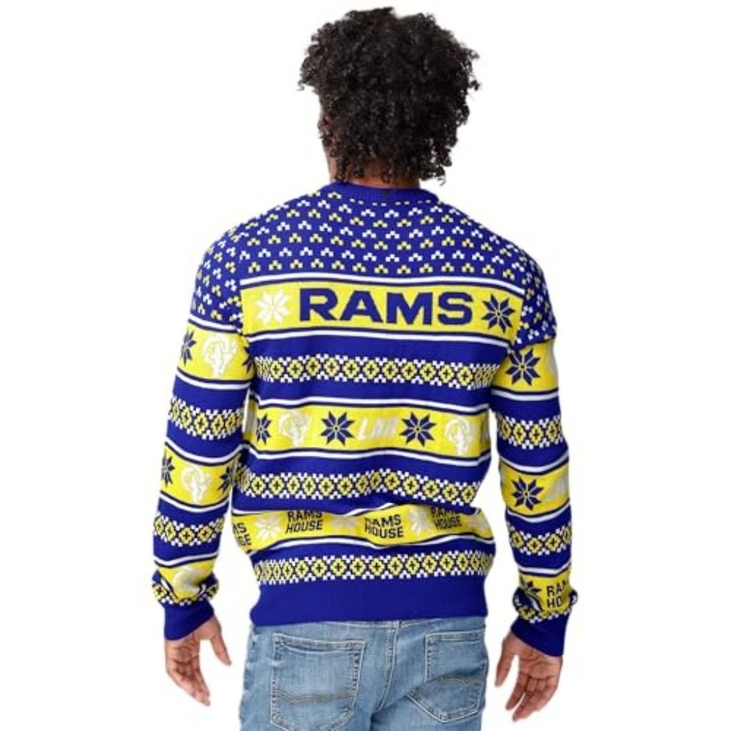 FOCO NFL Team Big Logo Ugly Sweater - LA Rams, XL