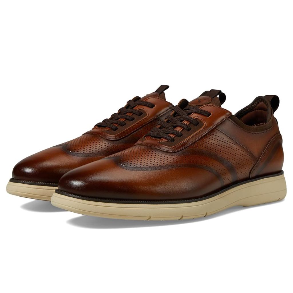 Stacy Adams Edgewood Men's Wingtip Elastic Lace-Up Sneakers, Size: 7.5, Brown Leather