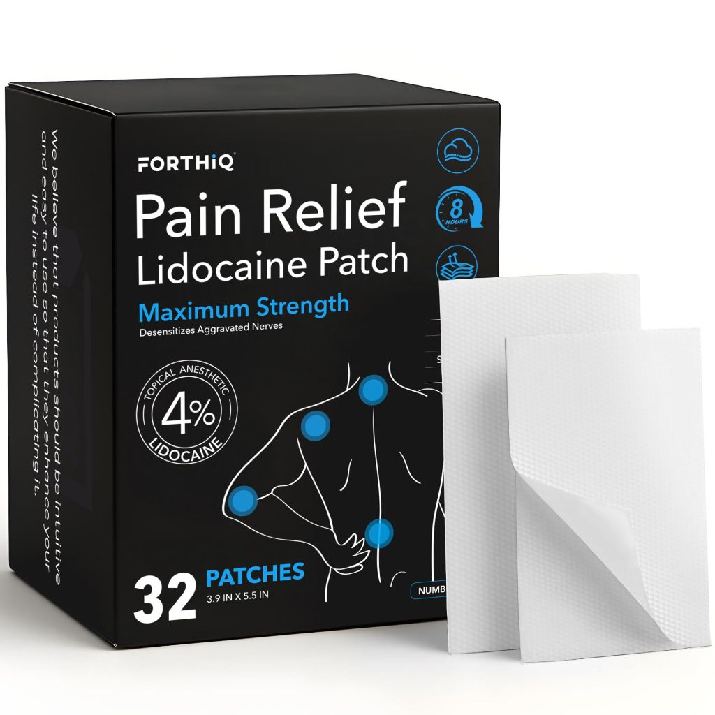 FORTHiQ Max Strength 4% Lidocaine Pain Relief Patches, 32 Count