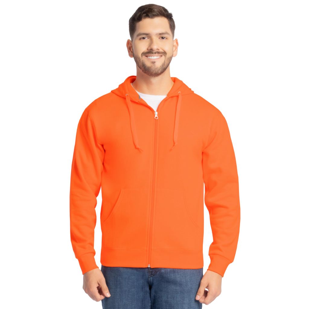 Fruit of the Loom Unisex Adult EverSoft Fleece Full Zip Hoodie Sweatshirt, Safety Orange, Small