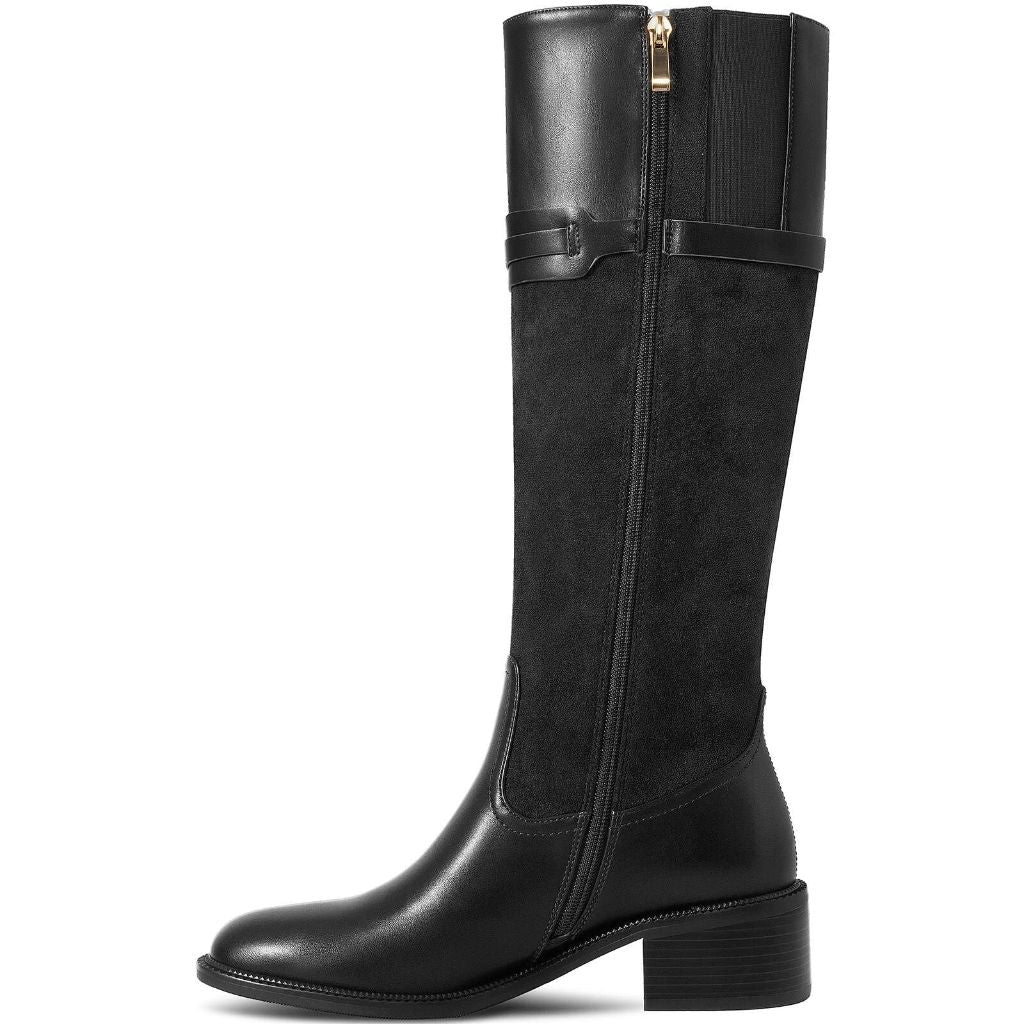 HOCHFART Womens Black Knee High Boots Chunky Block Heel Zip Up Tall Riding Boots Dress Fashion Fall Boot for Women 2025, Size 8.5