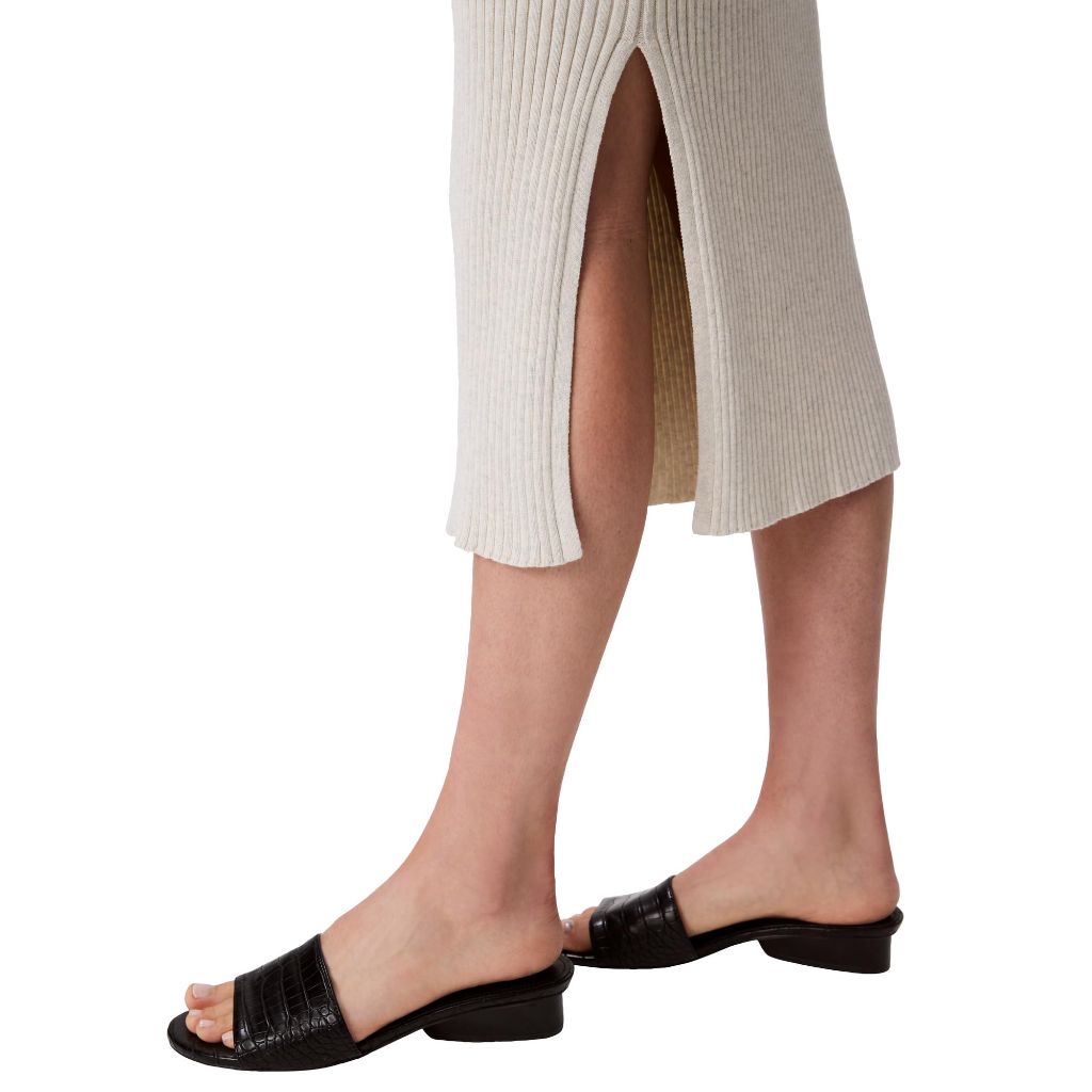 Calvin Klein Women's Cotton Rib Midi Skirt Light Grey, Medium