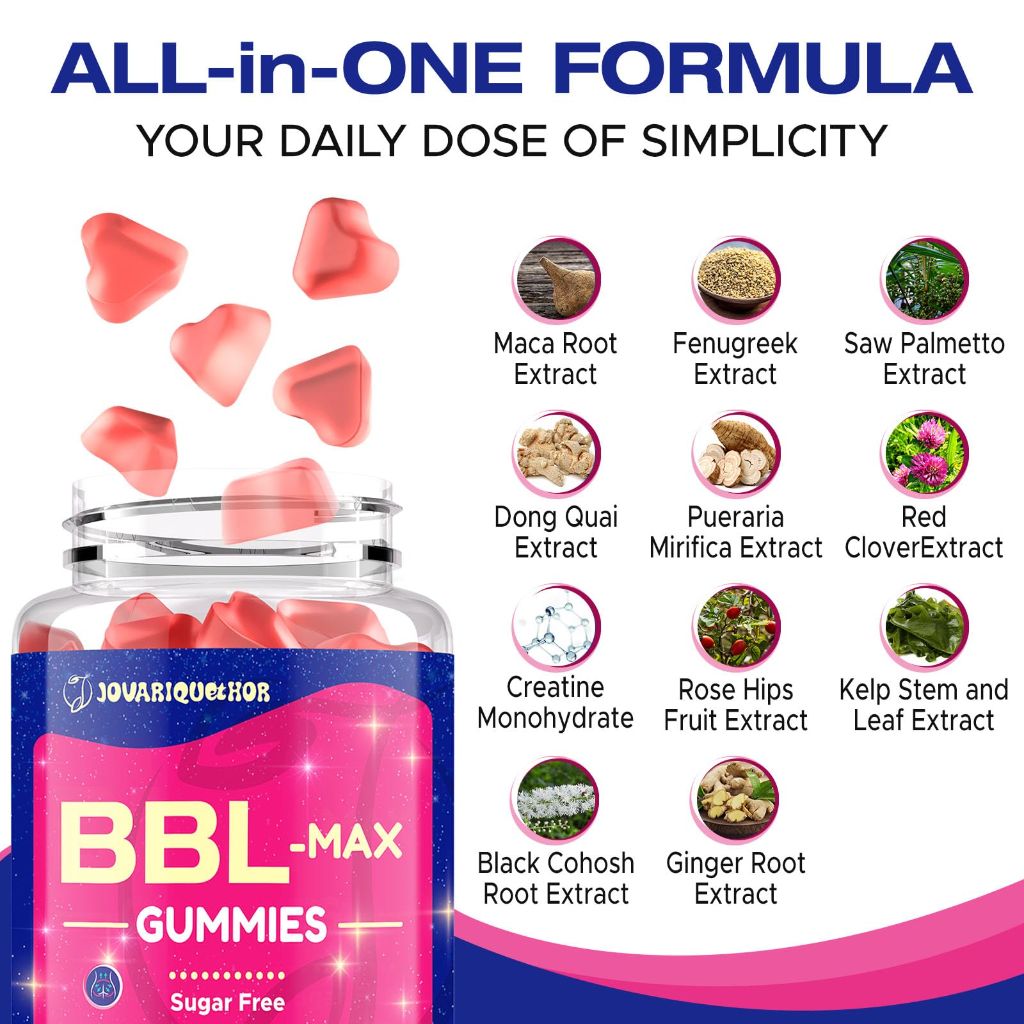 Jovariquethor Booty Gummies for Women - Peach Flavor - 60 Count