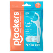 Plackers® Twin Line® Floss Picks with Tuffloss® Intense Mint, 75 Count