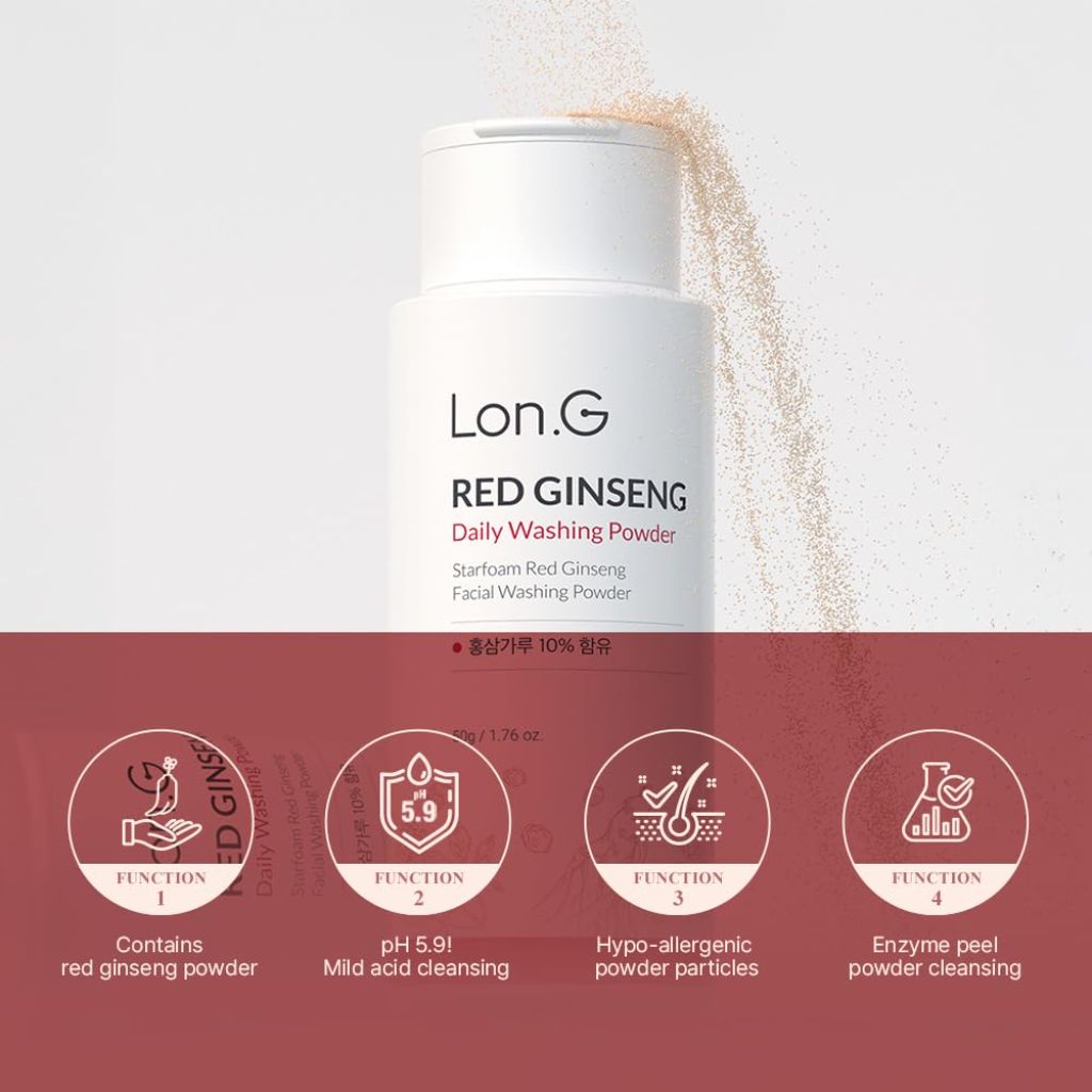 LON.G Red Ginseng Enzyme Powder Face Wash, 1.76 oz.