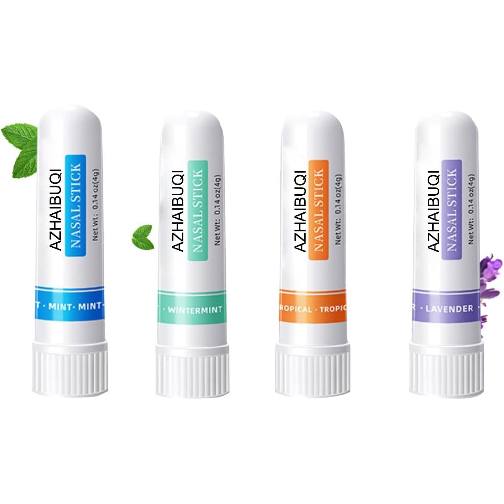 AZHAIBUQI Nasal Stick Boost Energy Set, Nose Inhaler Stick, Better Breathing, Natural Menthol Inhaler (Set of 4)