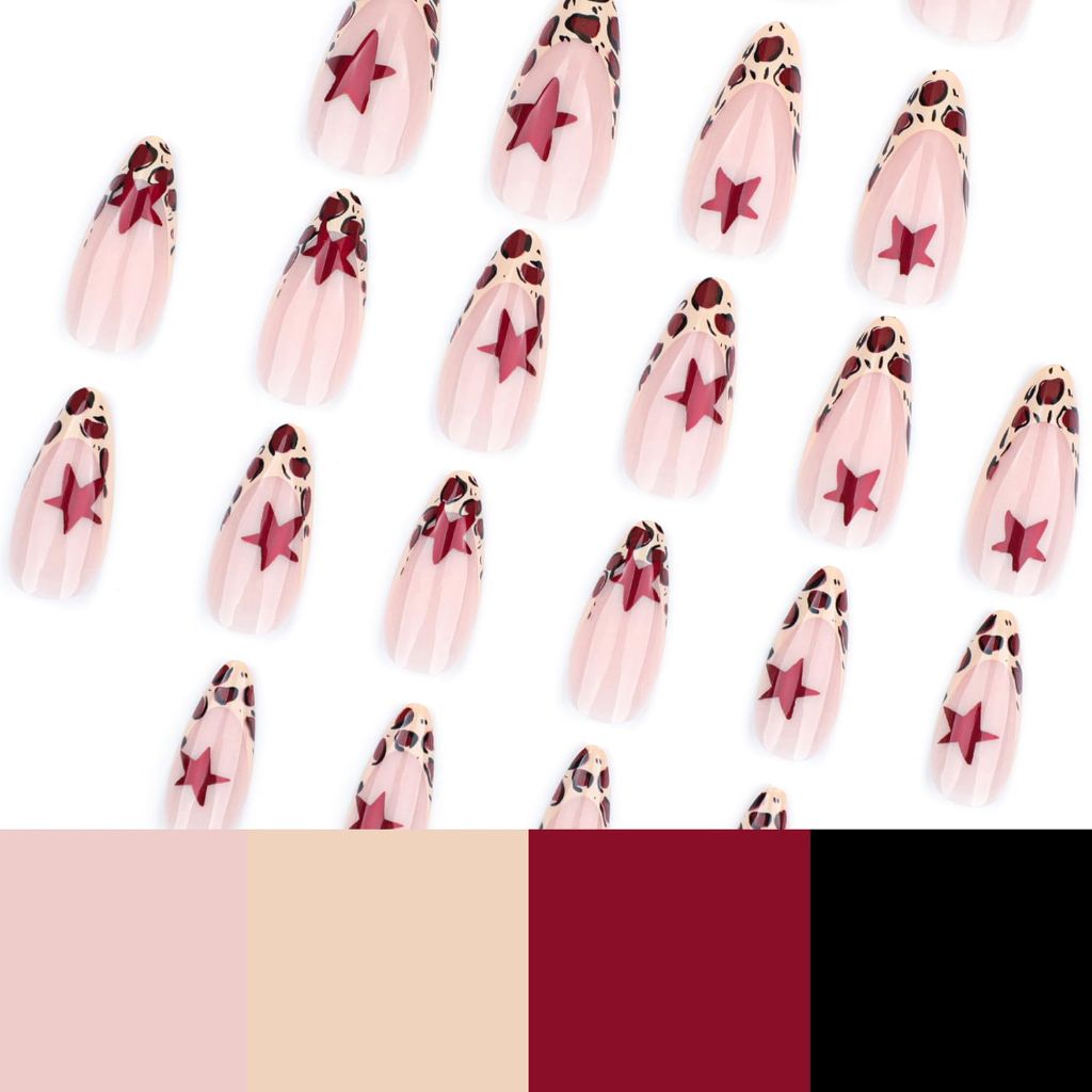 RIICFDDPress on Nails Long Fake Nails Almond Shape - 24 Pcs