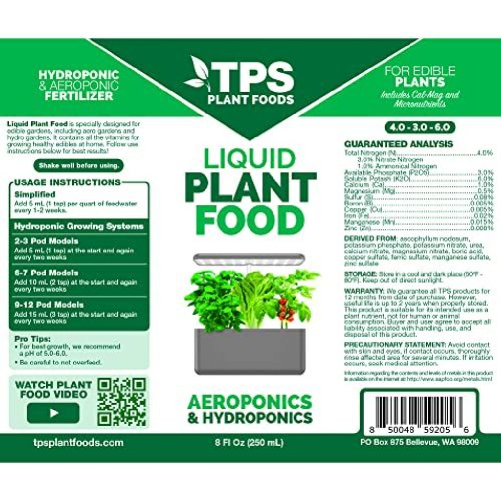 TPS Nutrients Liquid Plant Food for AeroGarden, IDOO, and Hydroponic Growing Systems - 8 fl.oz.