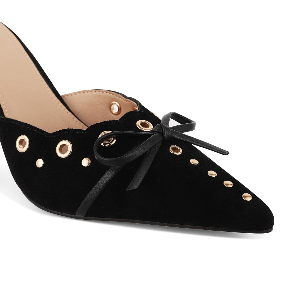 SaraIris Women's Black Pointed Toe Mules, Black - Size 9