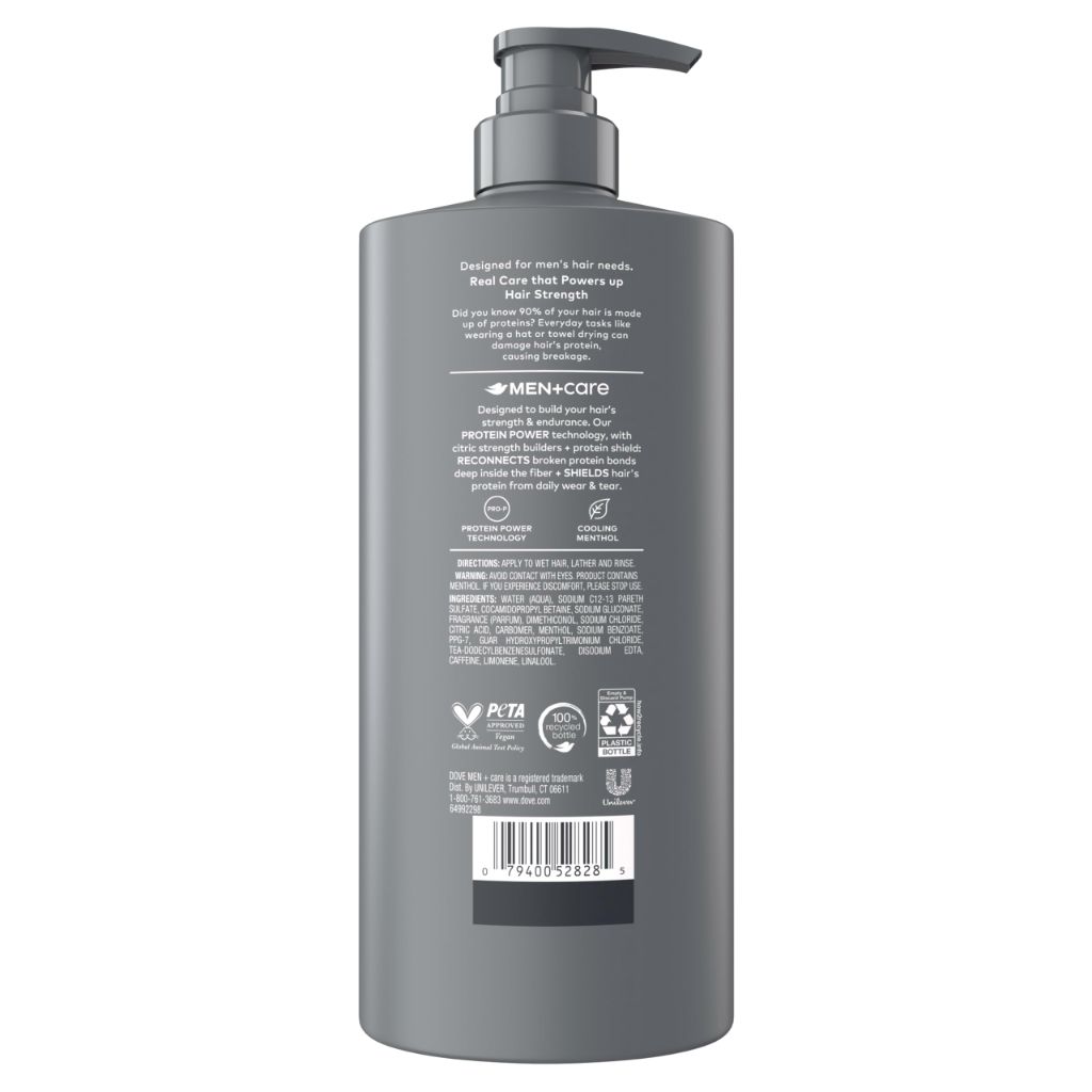 DOVE MEN + CARE Shampoo 1 count Fresh + Clean for Hair Refreshing & Strengthening, with Menthol, 28 fl oz