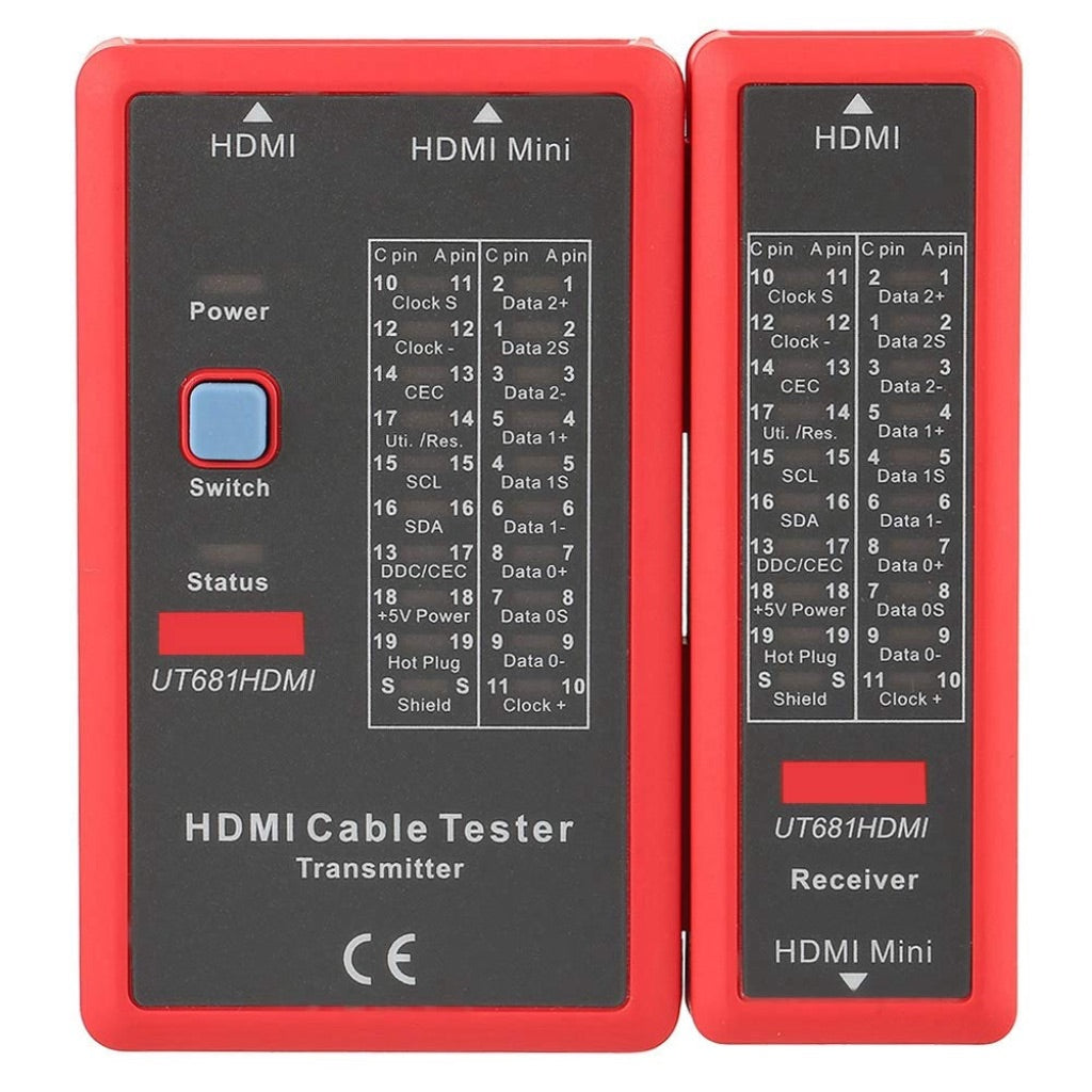 Oumefar HDMI Mini-HDMI Battery Operated Data High Definition Cable Tester Continuity Checker 20 LED Light Status Indictor to Check Disorder Short Open and Cross Connection