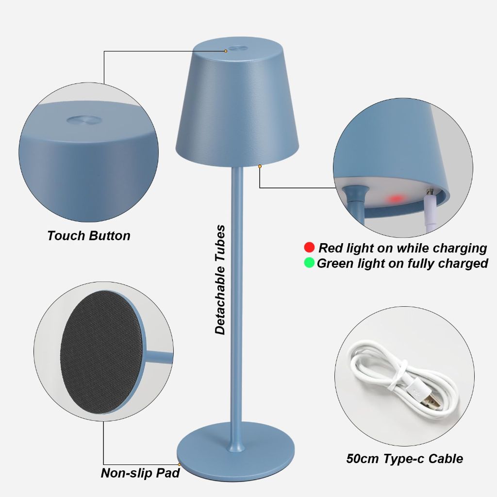 Kakanuo Cordless Table Lamp Rechargeable Blue - KK 2 Pack 5000mAH Battery Operated Lamp