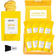 Glorio Glow Revitalizing Clay Face Mask Treatments to Boost Radiance & Luminosity - 8 Masks & 1 Applicator