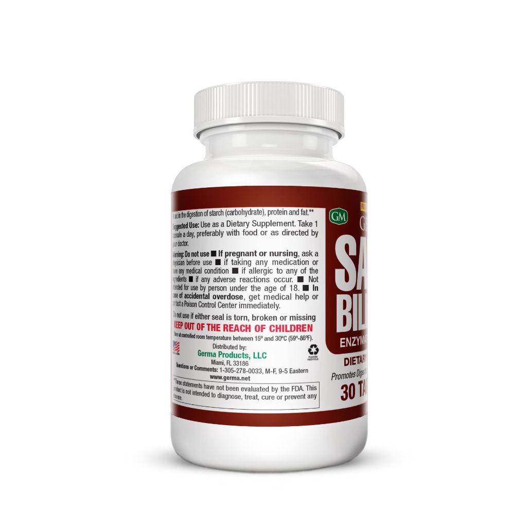 Germa Bile Salts Natural Dietary Supplement for Liver Support - 30 Tablets (3 Pack)