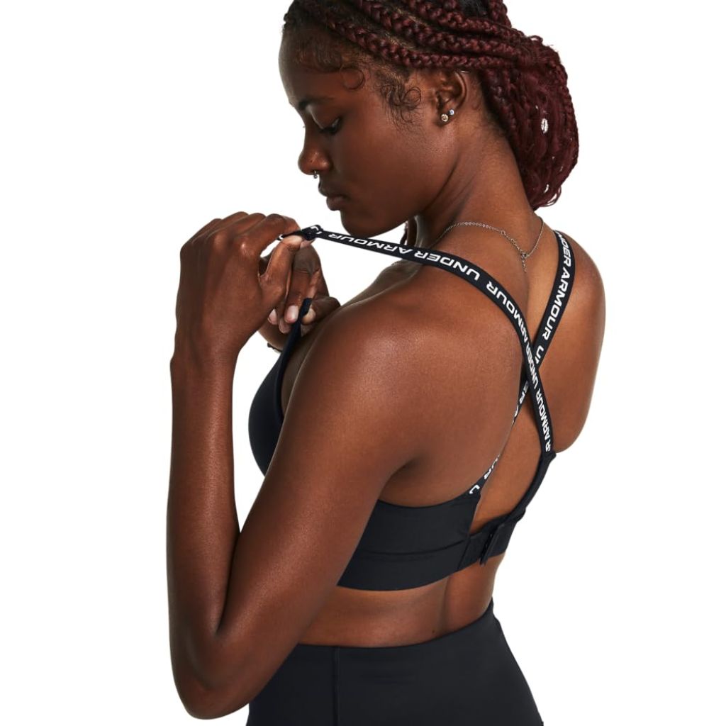 Under Armour Women's Infinity Mid Impact Sports Bra, Black/White, Large D-DD