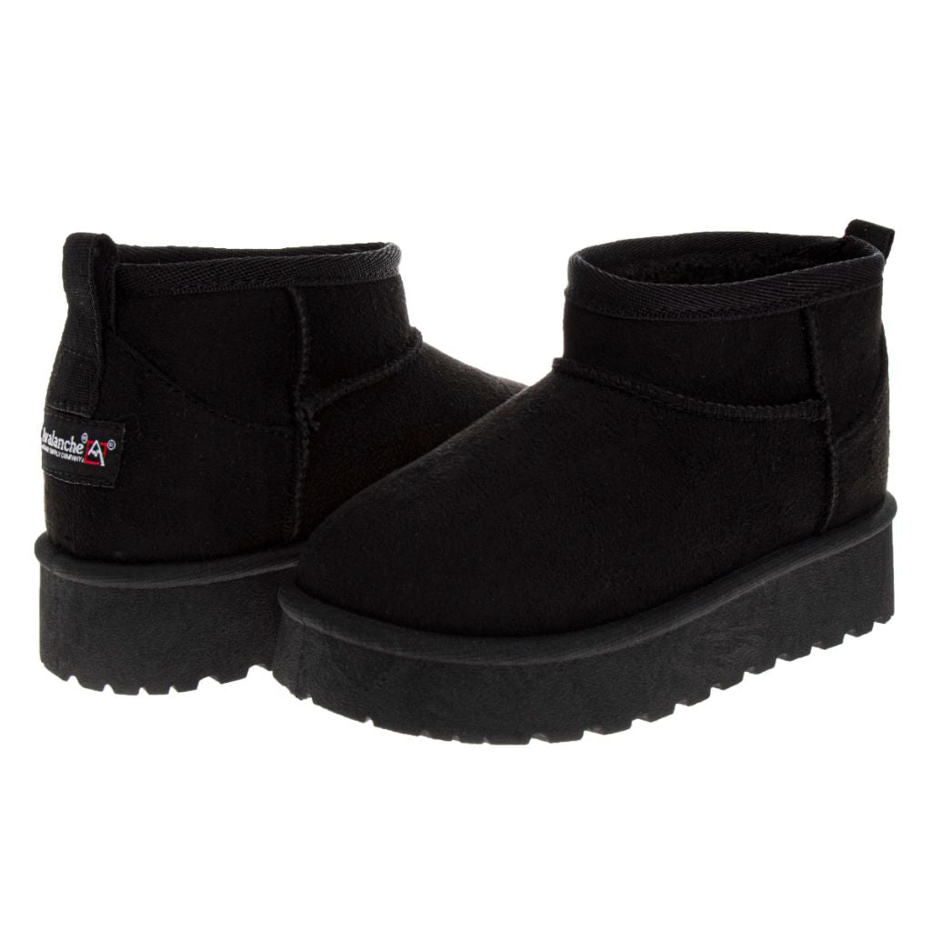 SZ 13Y, Avalanche Kids Winter Boot Plush FauxFur - Black