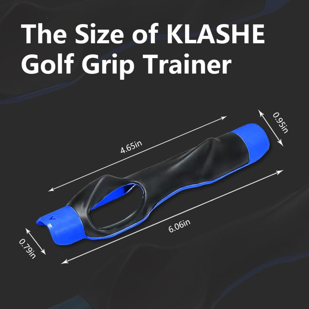 KLASHE Portable Golf Grip Trainer for Right-Handed Beginners Anti-Slip, Blue, Textured Rubber Grip, 6 Inches