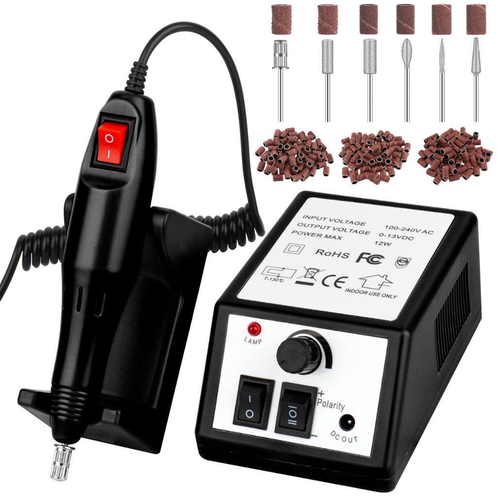 20000RPM Professional Electric Nail File Kit, 156pcs Sanding Bands and Nail Drill Bits for Acrylic (Grey)