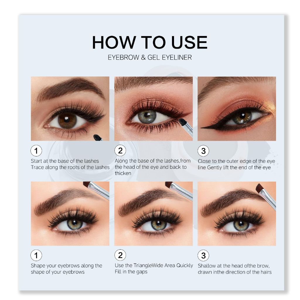 JOSURBEAUTY Dual Head Eyebrow and Eyeliner 1 IN 2 with Waterproof Pomade - Brow Gel and Eyeliner Pen with Dual Brush