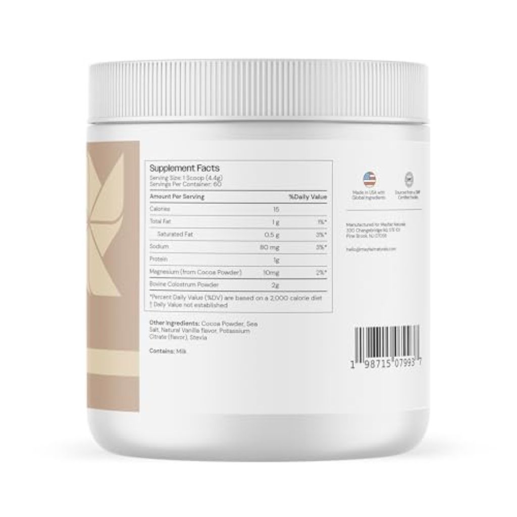 Mayfair Naturals Grass-Fed Bovine Colostrum Supplement with Cocoa Powder, 60 Servings