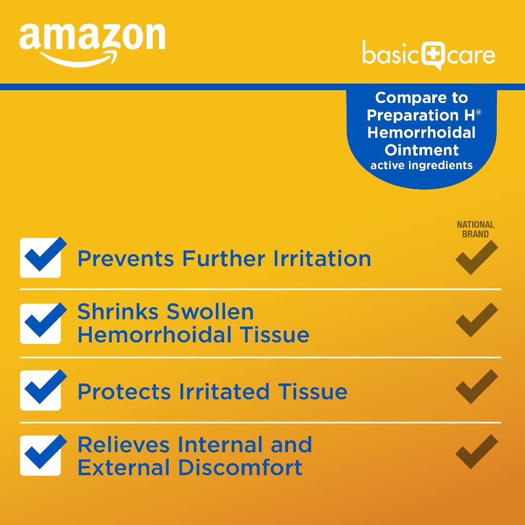 Amazon Basic Care Hemorrhoid Ointment, Fast-Acting Pain Relief - 2oz