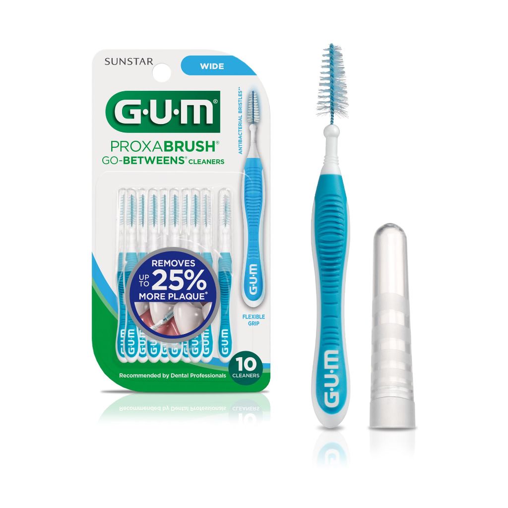GUM Proxabrush Go-Betweens - Wide Interdental Brushes Soft Bristled Dental Picks 10 Count