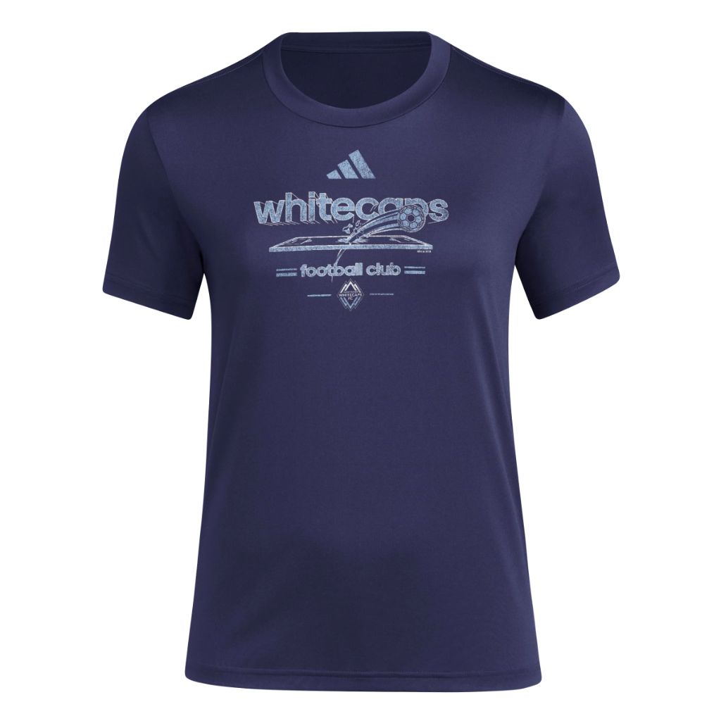 Adidas Womens Vancouver Whitecaps FC Pre-Game Short Sleeve Soccer T-Shirt,Team Navy Blue/Vancouver Whitecaps,Medium