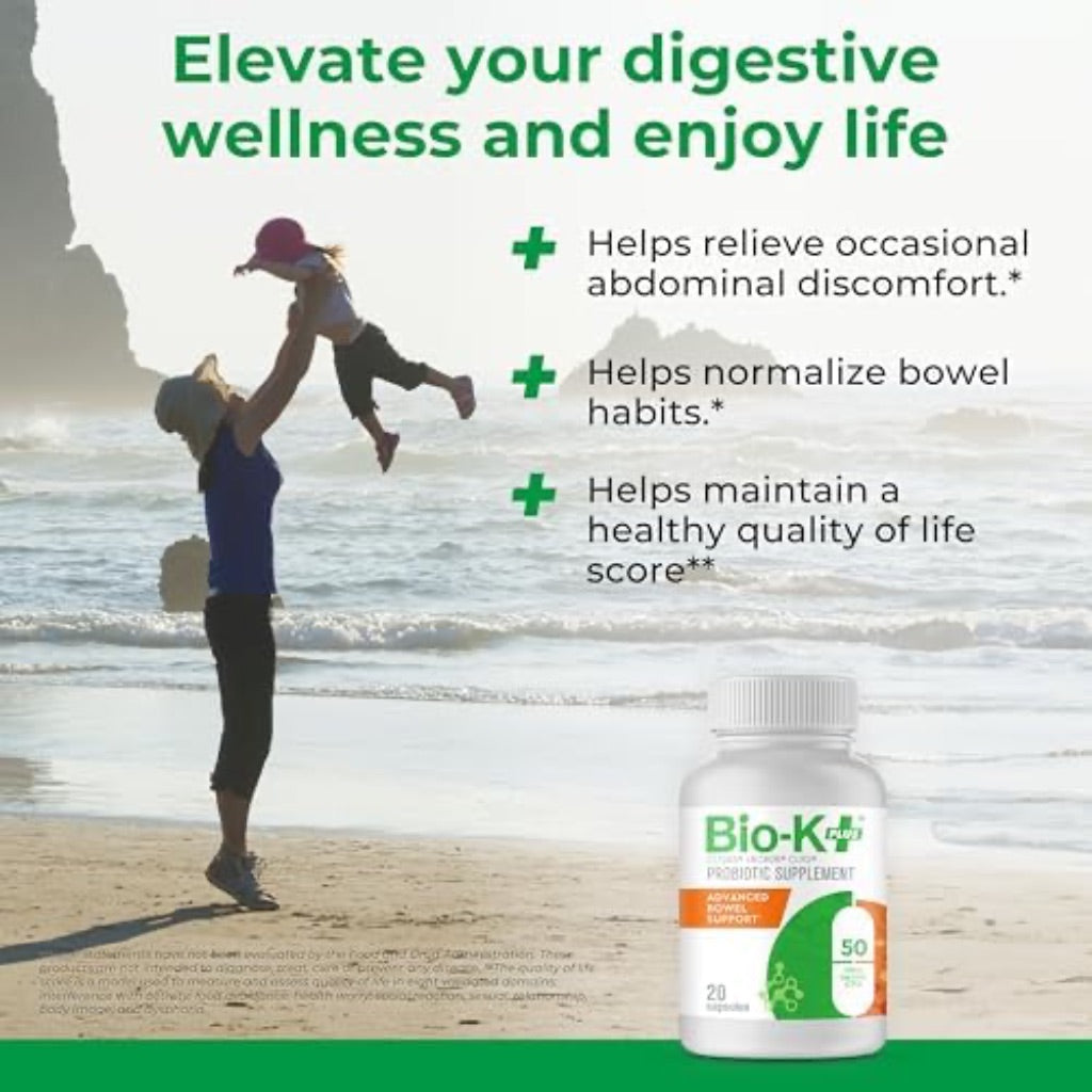 Bio-K+ Advanced Bowel Support Probiotic, 50 Billion CFU - 20 Capsules