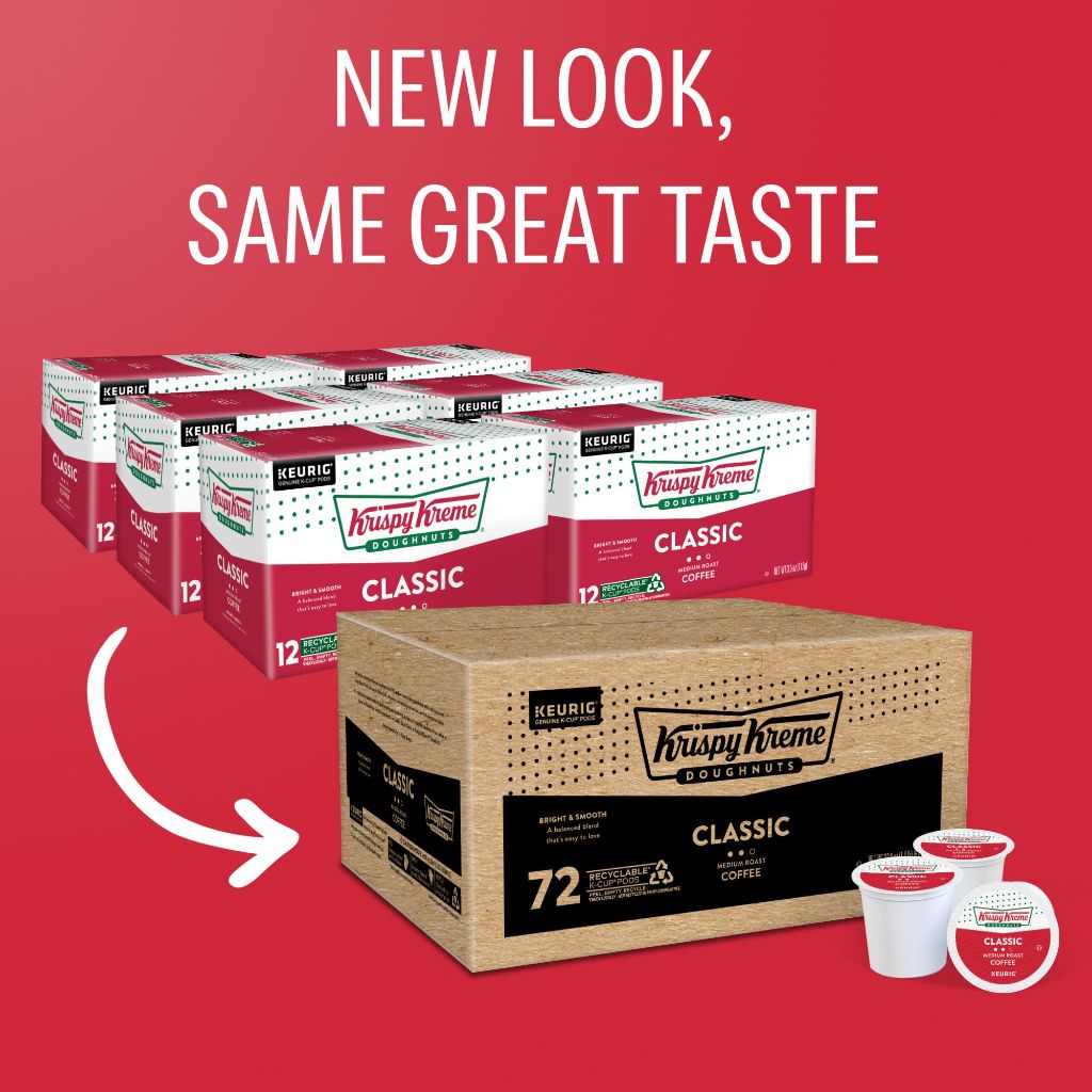 Krispy Kreme Classic, Single-Serve Keurig K-Cup Pods, Medium Roast Coffee, 12 Count (Pack of 6)