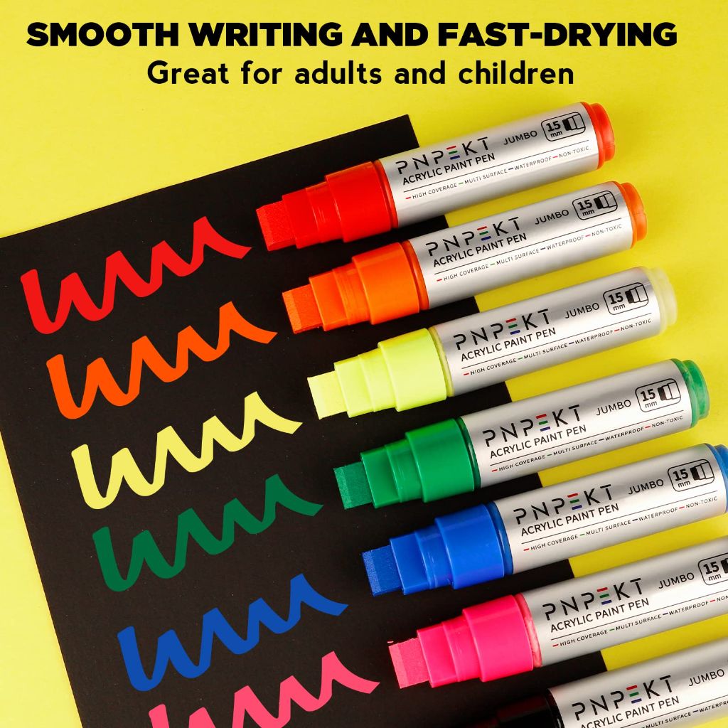 Jumbo Acrylic Painter Marker Pens - 15mm, 7 Colors
