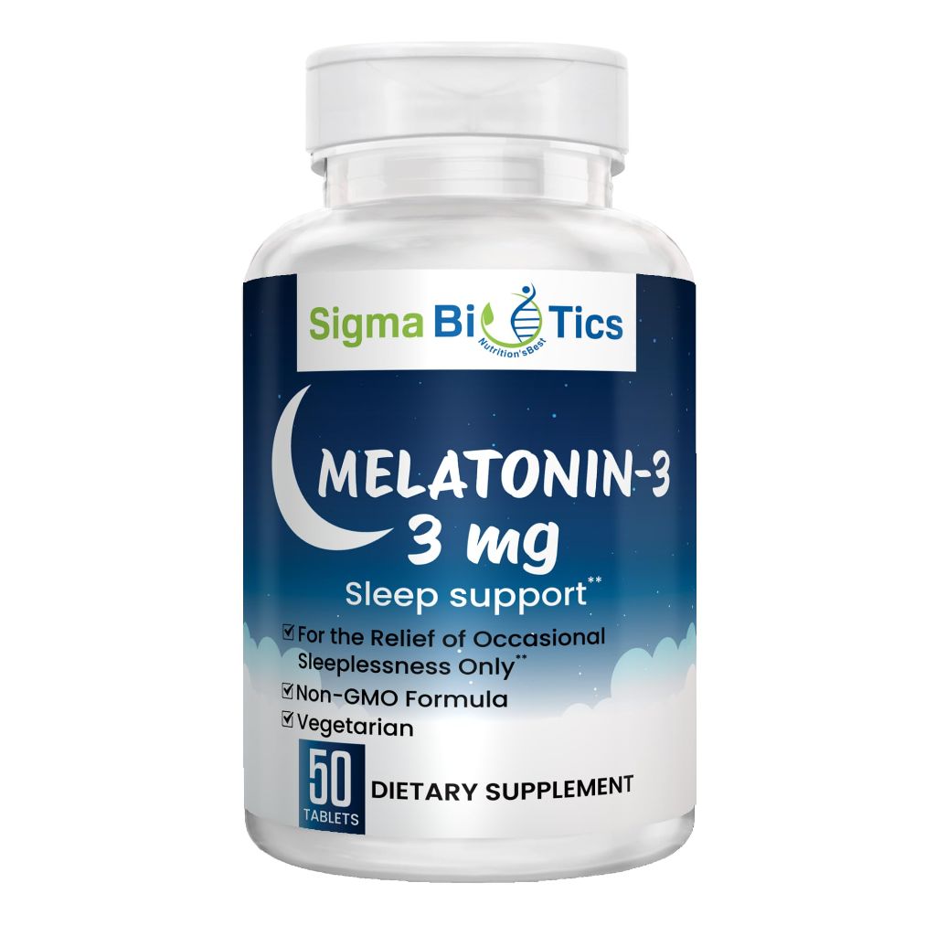 Sigma Biotics Melatonin 3mg Chewable Tablets 3mg Dose, 50 Tablets