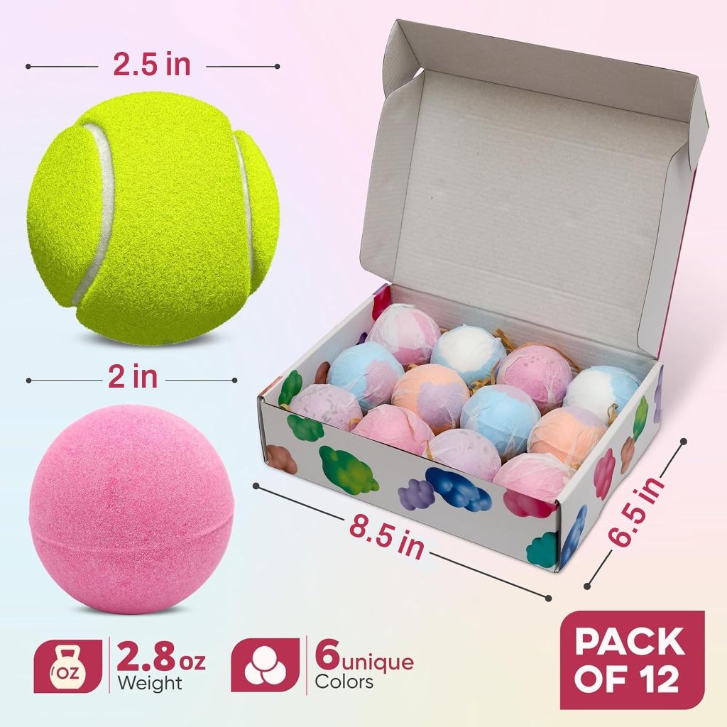 12 Pcs Organic Bath Bombs - Bath Bomb for Women and Kids, Assorted Scents with Shea Butter & Essential Oils
