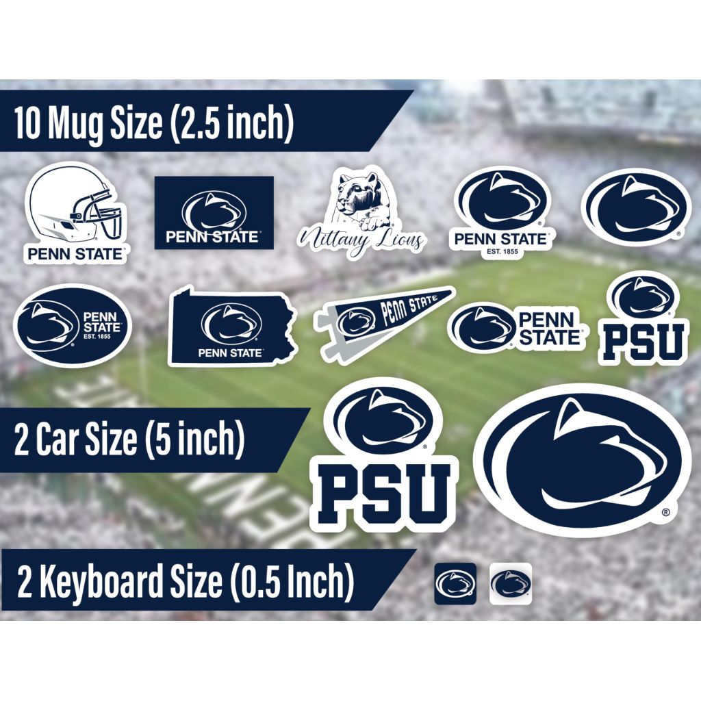 PSU Stickers for Gift, Car, Water Bottle, Laptop, and Phone for Football Fans and University Graduates (PennState Nittany Lions)