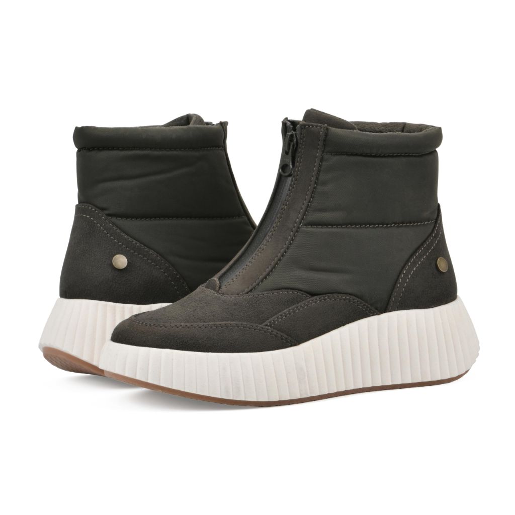 WHITE MOUNTAIN Women's Downtown Platform High-Top Sneaker Bootie, Army/Multi/Smooth, 6.5 M
